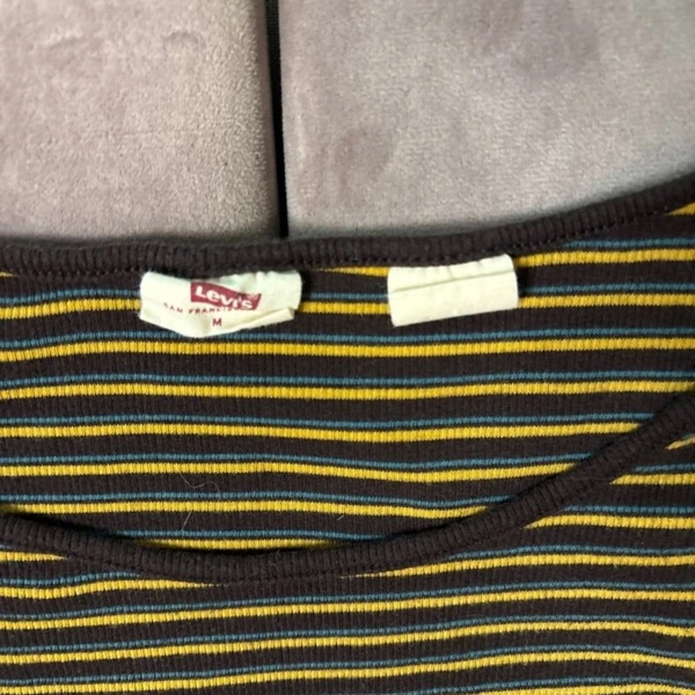 Levi's Olive and Black Striped Long Sleeve Crew Tee - Picture 3 of 5